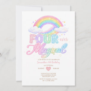 Convite Nuvem Pastel Arco-íris Mágico 4º aniversário