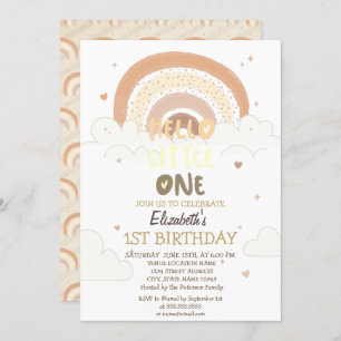Convite Nuvens Arco-Íris Disparadas Olá Pequeno Aniversári