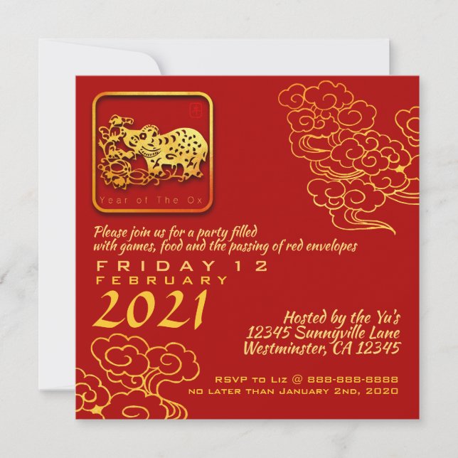 Convite Nuvens Auspezas Chinesas Ano Novo OX 2021 PInv (Frente)