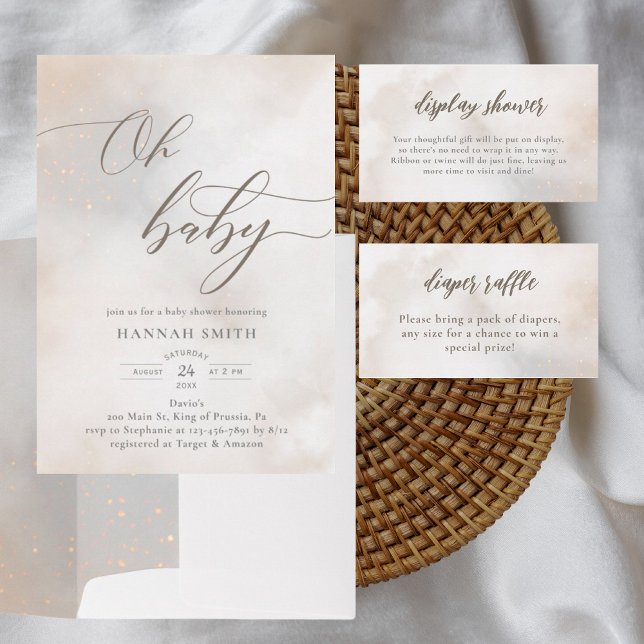 Convite Nuvens de Aquarelas Oh Chá de fraldas (Criador carregado)