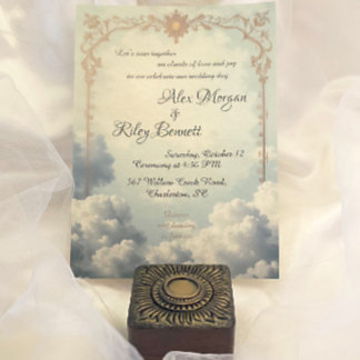 Convite Nuvens de Casamento vintage de Amor