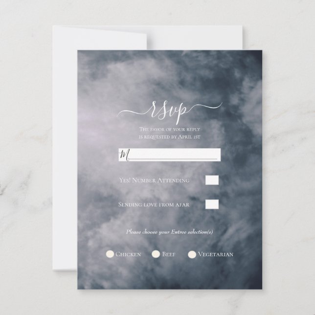 Convite Nuvens de Céu Azul Temperamental Casamento RSVP (Frente)