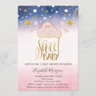 Convite Nuvens de Estrelas Doces Baby Shower
