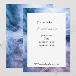 Convite Nuvens negras abstrato azuis, brancas e roxas, con