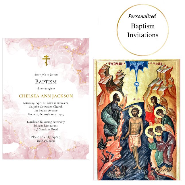 Convite Nuvens Rosa - Batismo Ortodoxo (Criador carregado)