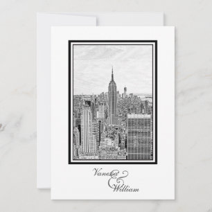 Convite NY City Skyline ESB BW Entrou Casamento