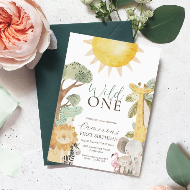 Convite Nyala Safari Animais Primeiro Aniversário (Criador carregado)