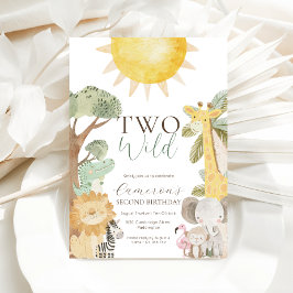 Convite Nyala Safari Animais Selvagens Dois Segundo Aniver