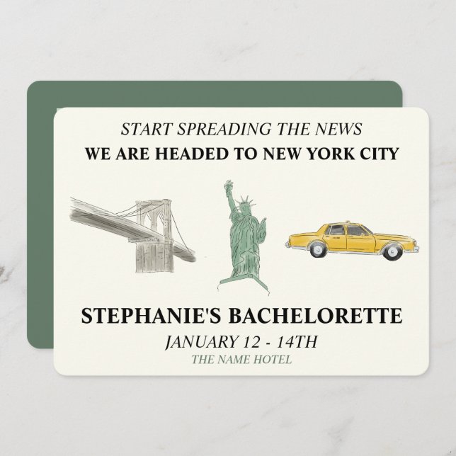Convite NYC Bachelorette (Frente/Verso)