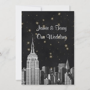 Convite NYC ESB Skyline Etchou Casamento Negro de Starry