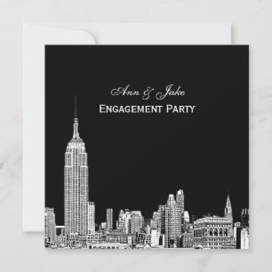 Convite NYC Skyline 01 Etchd DIY BG Cor SQ Noivado