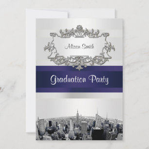 Convite NYC Skyline 2 Branco BG Graduação de Blu Ribbn