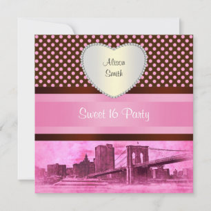 Convite NYC Skyline Brooklyn Bridge Boat 3H Sweet 16