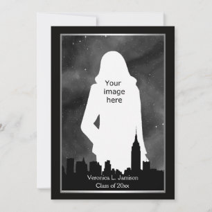 Convite NYC Skyline Silh BW ESB Chrys #2 Photo Graduation