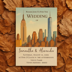 Convite NYC Skyline Wedding Vintage Cityscape