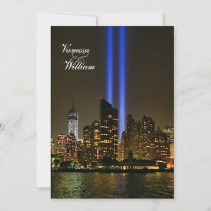 Convite NYC Skyline: WTC 9/11 Tributo Na Luz #1 Casamento