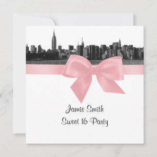 Convite NYC Wide Skyline Enchida BW Rosa Doce Dezesseis SQ