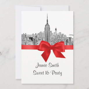 Convite NYC Wide Skyline Etched Sweet Sixteen