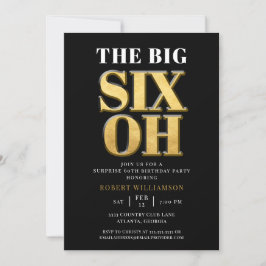 Convite O 60º Elegante Dourado Surpresa de Aniversário