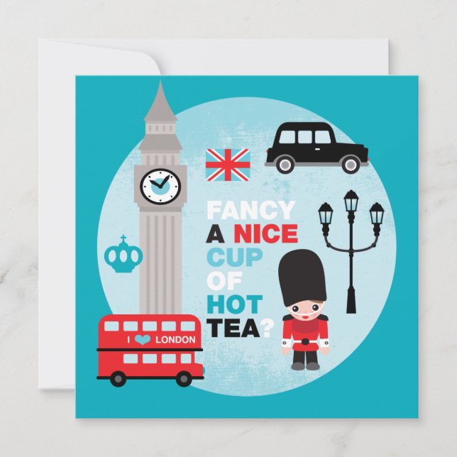 Convite O almoço do chá alto de Londres convida (Frente)