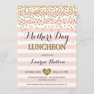 Convite O almoço do dia das mães elegante cora rosa e ou