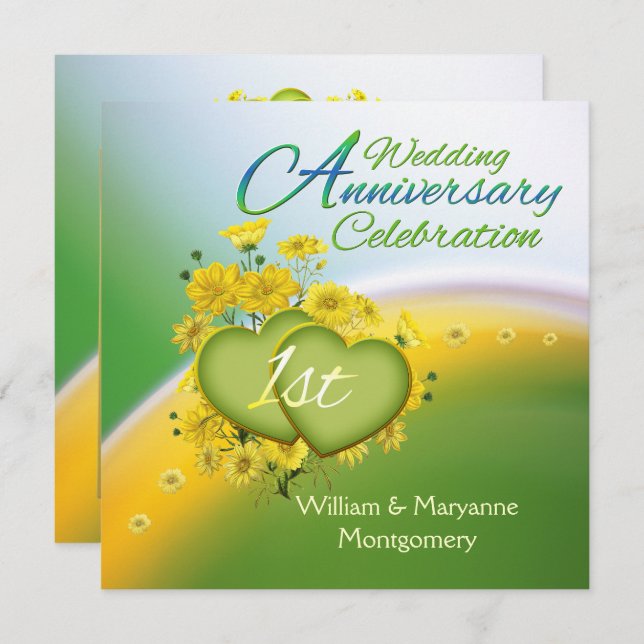 Convite O amarelo floresce festa de aniversário dos (Frente/Verso)