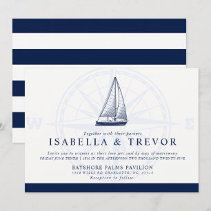 Convite O amor ajusta o casamento temático náutico da ve