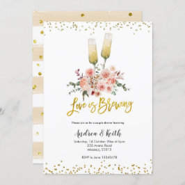 Convite O amor Dourado romântico é o Chá do Casal