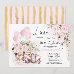 Convite O Amor Dourado Rosa é um Chá de panela de Jornad