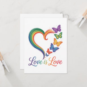 Convite O Amor é Amor LGBT Borboleta Coração Arco-íris