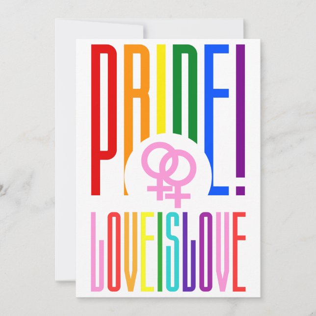Convite O Amor é Amor Orgulho Lésbico LGBT Texto Arco-íris (Frente)