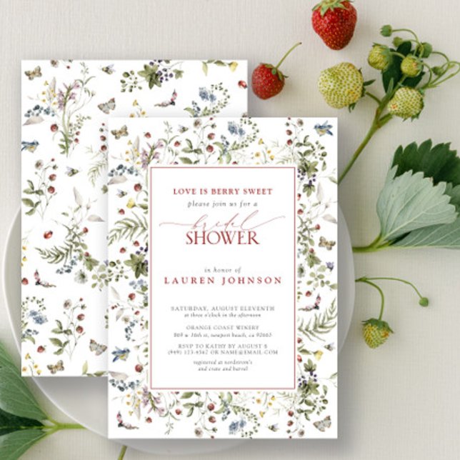 Convite O Amor É Berry, Doce, Chá de panela Vermelho De Fl (Bridal Shower Invitation!)