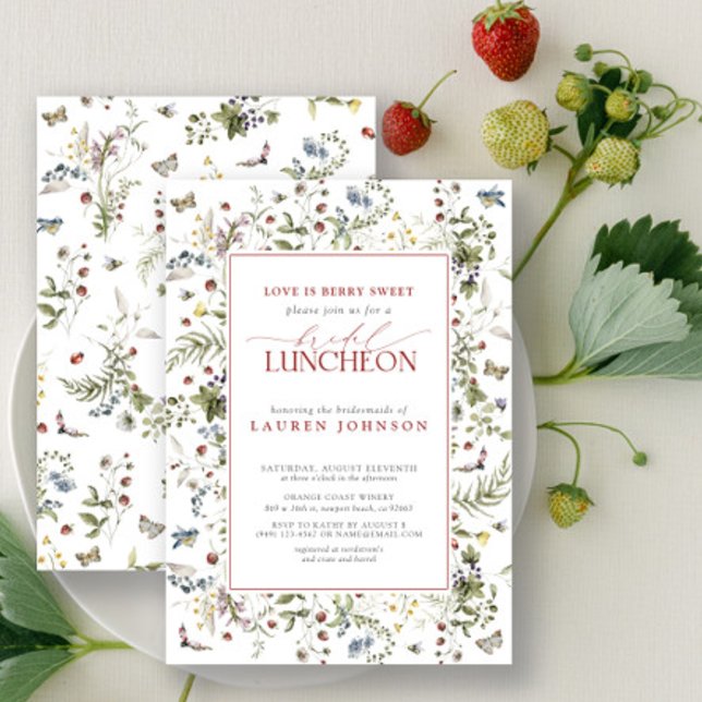 Convite O Amor É Berry Sweet Elegant Floral Bridal Luncheo (Bridal Luncheon Invitation!)