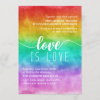 O amor é casamento alegre da aguarela do arco-íris