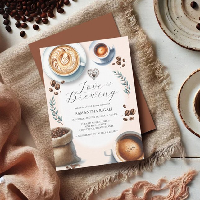 Convite O amor é criar café Chá de panela (Bridal shower invitations love is brewing coffee theme by Do Tell A Belle)