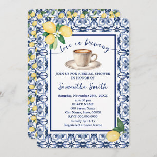 Convite O amor é criar café Chá de panela mediterrânico