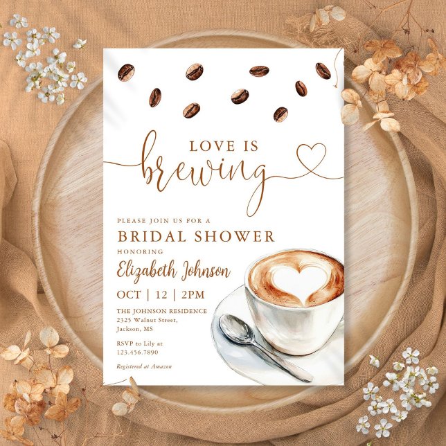 Convite O Amor É Criar Chá de panela De Café (Love Is Brewing Coffee Bridal Shower Invitation)