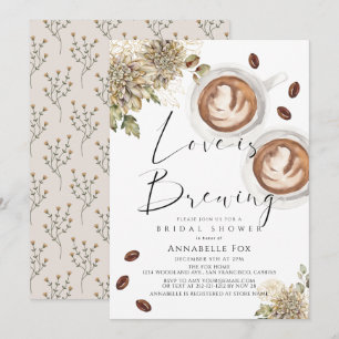 Convite O amor é criar Chá de panela de café Cappuccino
