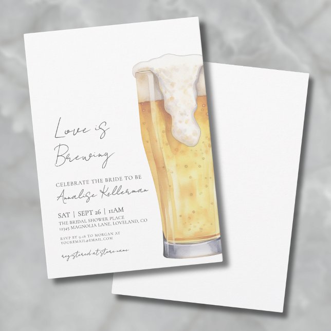 Convite O Amor É Criar Chá de panela De Cerveja (Love Is Brewing Beer Bridal Shower Invitation)