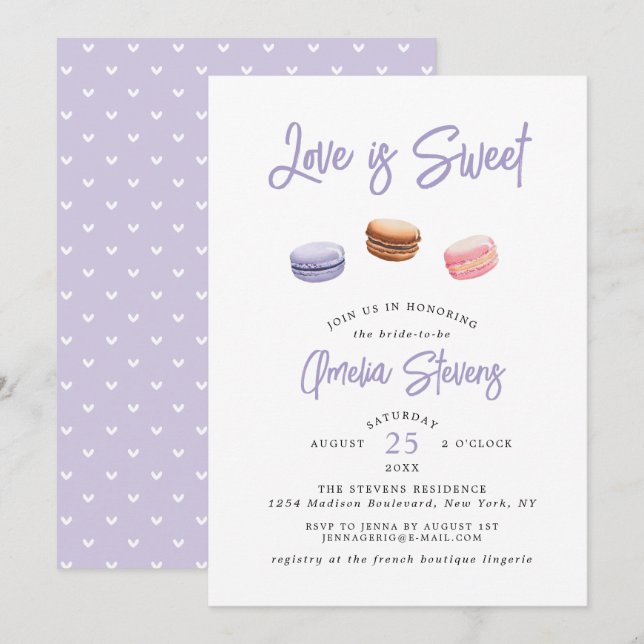Convite O Amor é Doce (Macaron) | CHÁ DE PANELA (Frente/Verso)