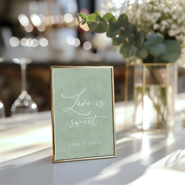 Convite O amor é doce - Sage & Eucalyptus Tabletop Sinal (Love is Sweet Sage & Eucalyptus Tabletop Sign)