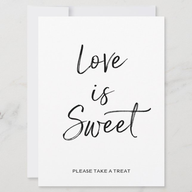 Convite O Amor é Doce Sinal | Estiloso Letreiro à Mão (Frente)