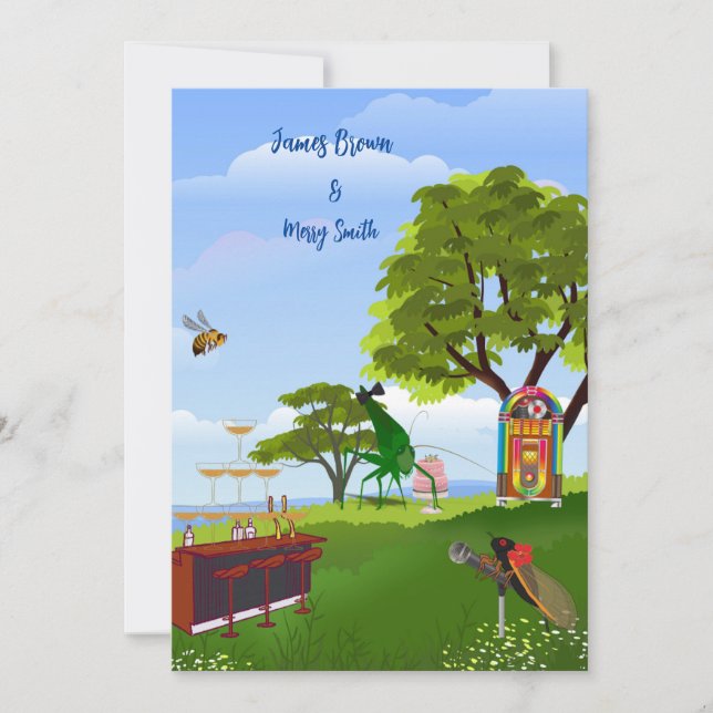 Convite O amor é o casamento de Meadow Serenade Cicadas (Frente)