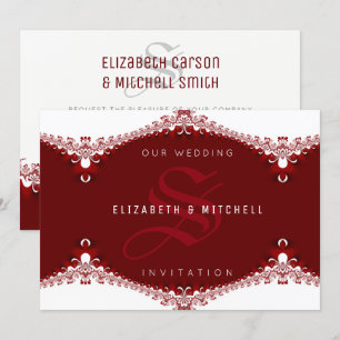 Convite O amor é o casamento do doce Red+White Lace