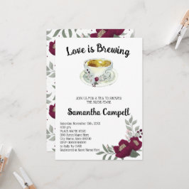 Convite O amor é o Chá de panela Floral Marsala Tea
