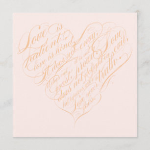 Convite O amor é paciente. cora & o coração da caligraf
