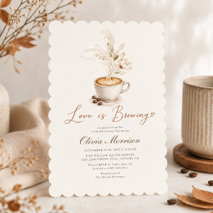 Convite O Amor Está Cozinhando Chás de Noiva de Café Boho