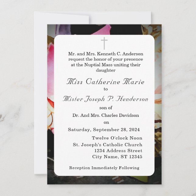 Convite O amor está em Bloom Photo/Rosa Wedding (Frente)