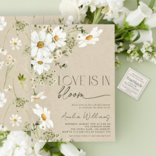 Convite O amor está em Bloom Rustic Daisy Wildflower