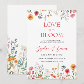 Convite O Amor Está em Festa Chá de Noiva com Flores Silve